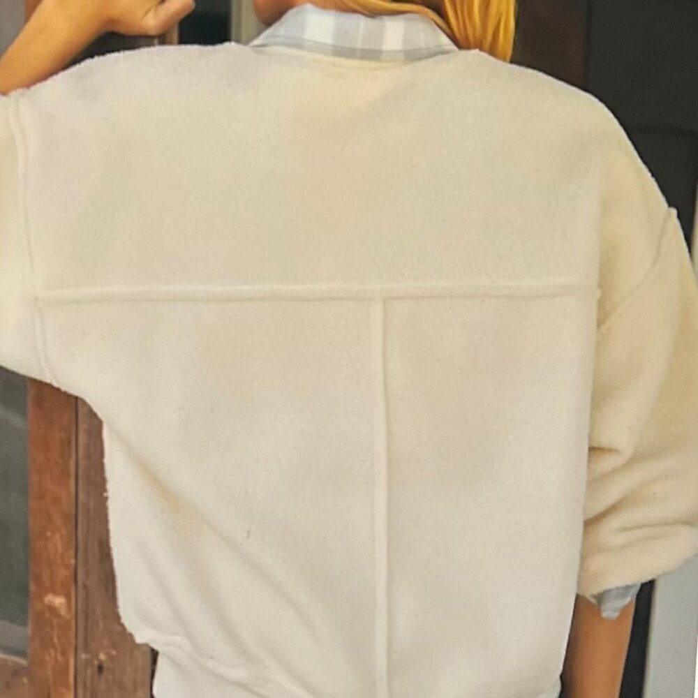 Pilcro Slouchy Crew-Neck Sweatshirt in Ivory Size XL - Picture 6 of 10